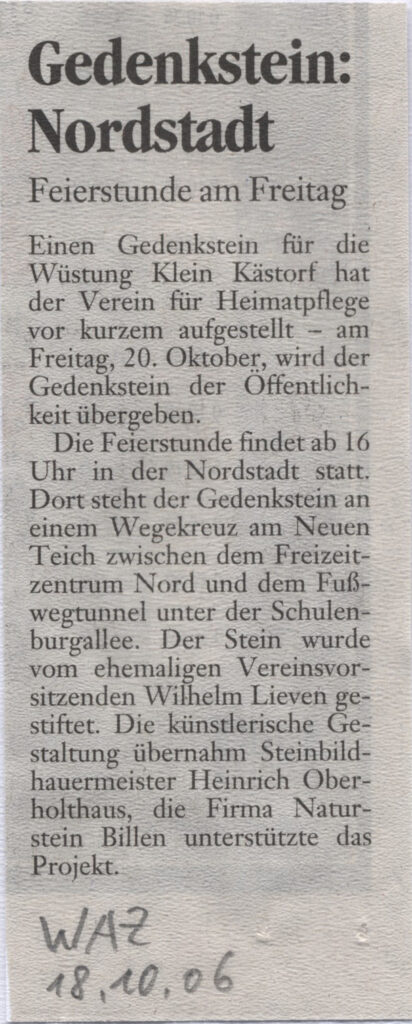 Wüstung Klein Kästorf Artikel 2