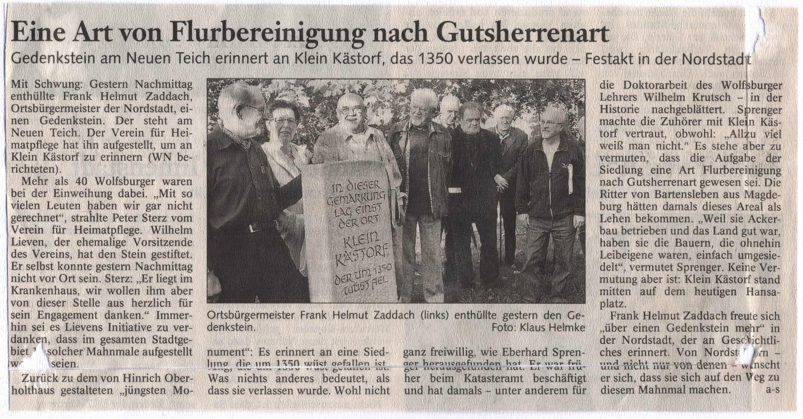 Wüstung Klein Kästorf Artikel 4